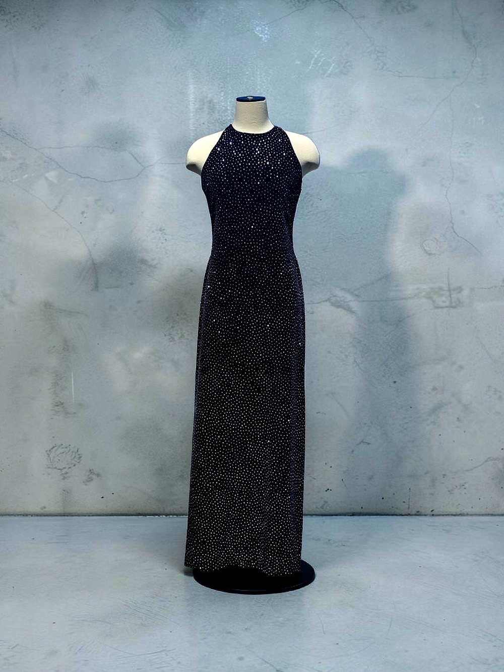 Vintage Reggio Glitter Y2K Whimsigoth Cross Back Black Velvet Feel Dress Gown 12
